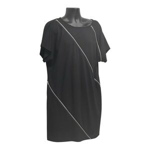 Lane Bryant Black Mini Dress with Zipper Accents Size 14/16